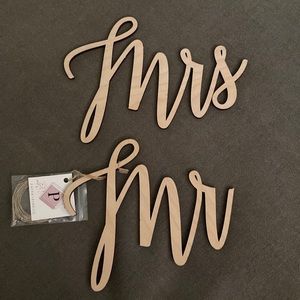 Mr. and Mrs. wooden wedding cutouts